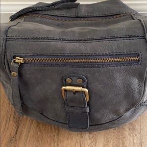 TANO Gray pebbled leather shoulder bag